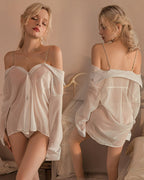 Chain Shirt-style Chiffon Nightdress